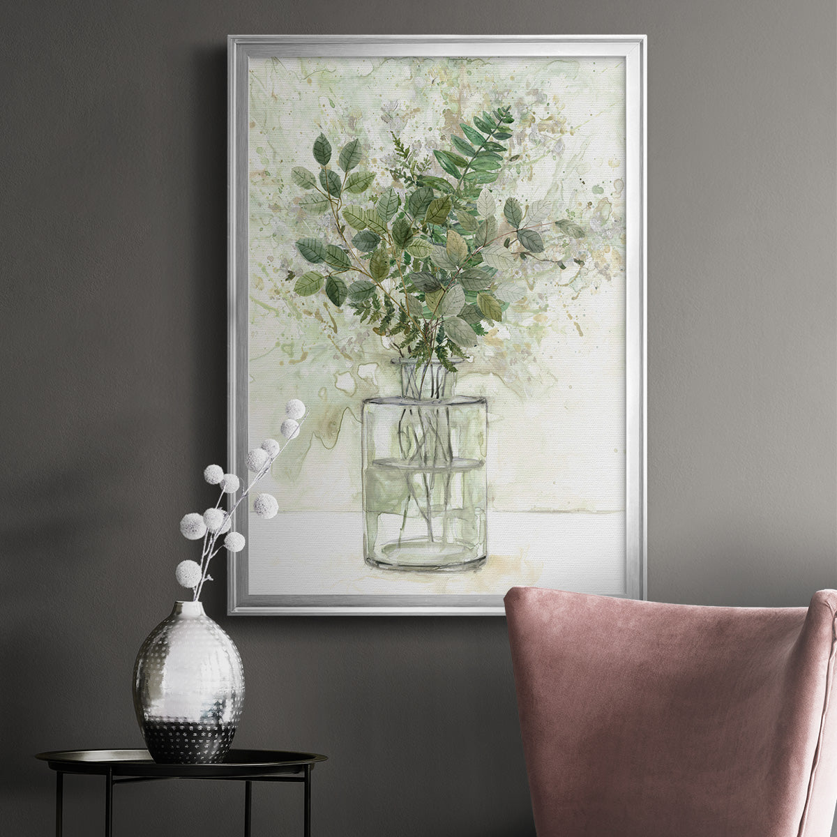 Delicate Greenery I - Modern Framed Canvas Print