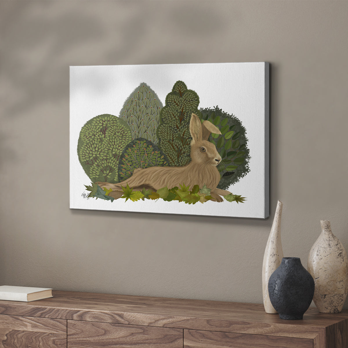Hare Reclining in Leaves - Canvas Art Print