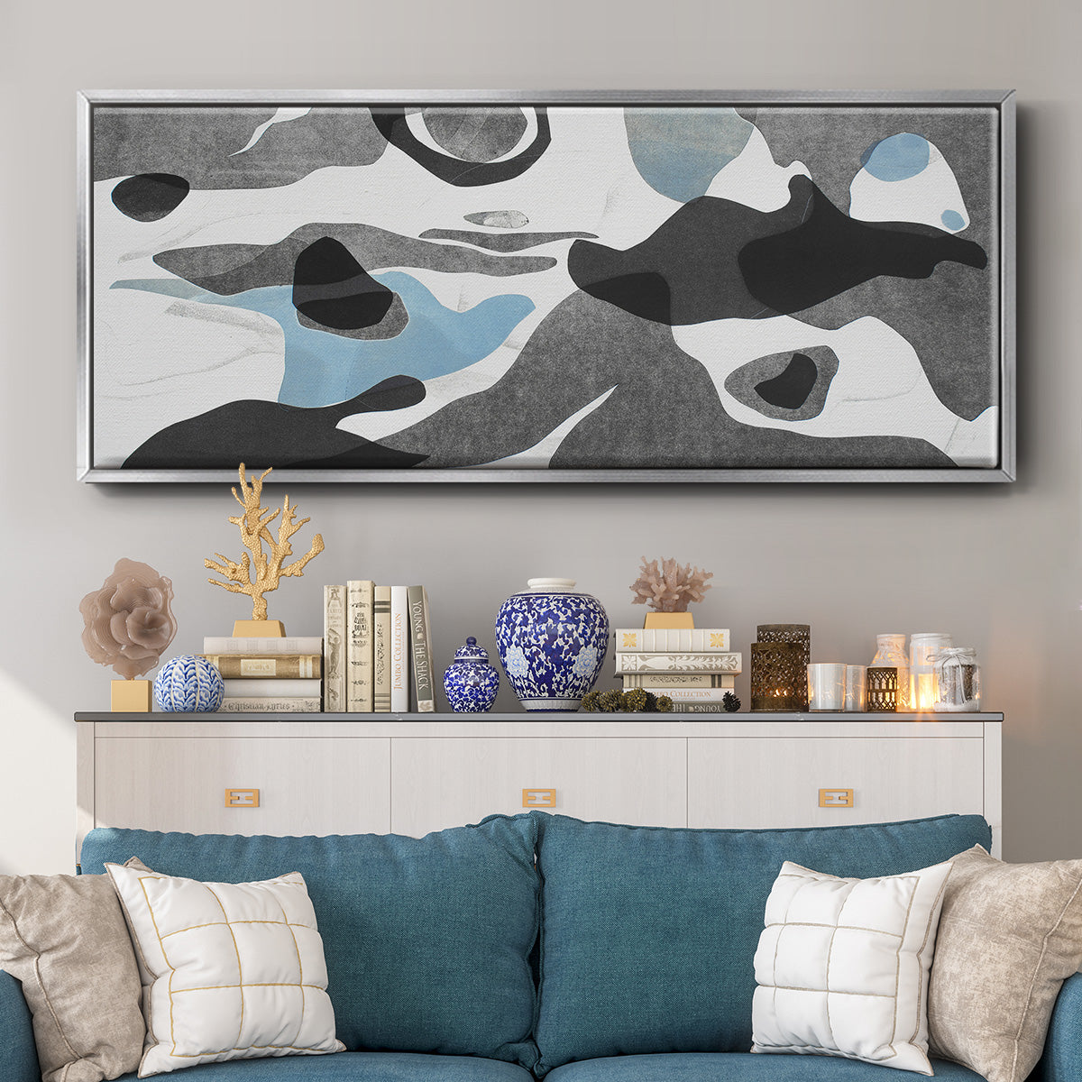Rivers & Stones III - Floater Framed Canvas Print