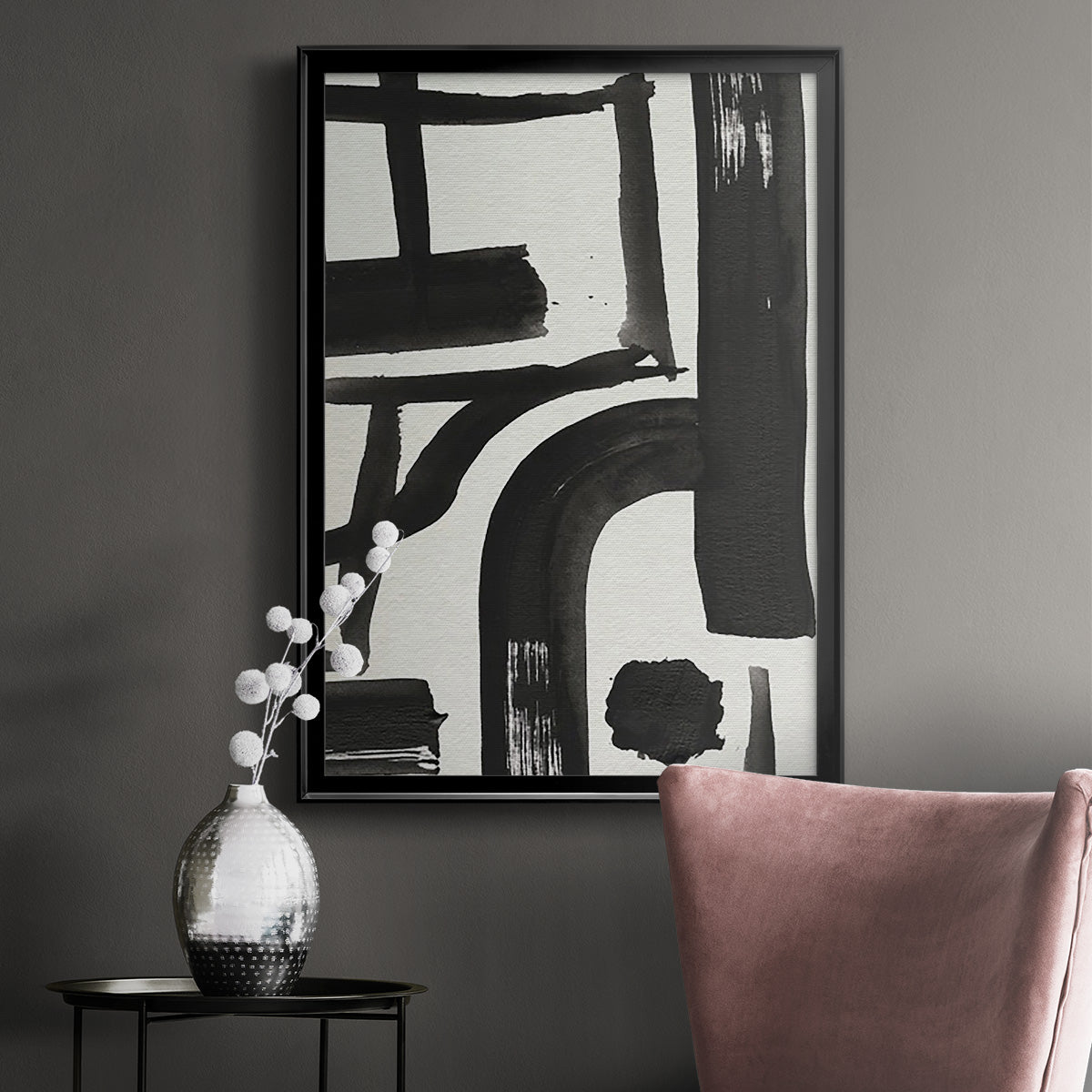 Inkwell Intersect I - Modern Framed Canvas Print