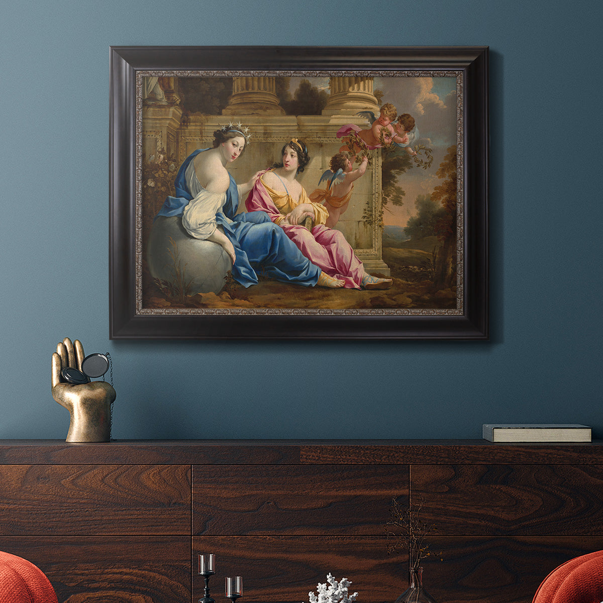 The Muses Urania and Calliope - Ornate Framed Canvas Print