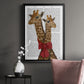 Giraffes and Bow - Modern Framed Canvas Print