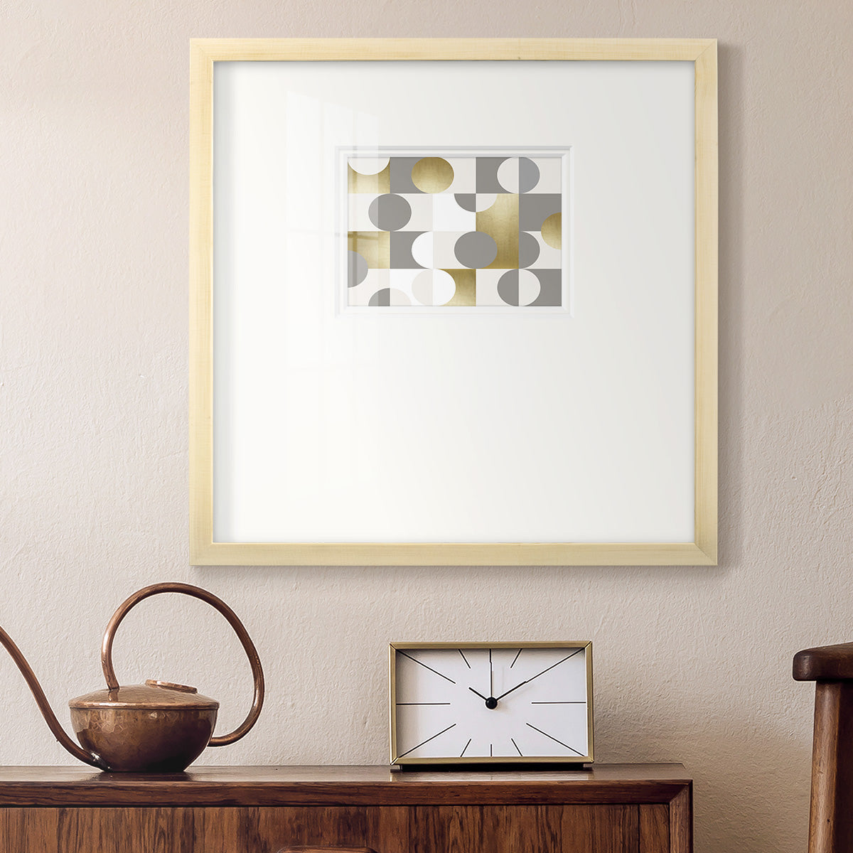 Modern Gold Reflections Premium Framed Print Double Matboard