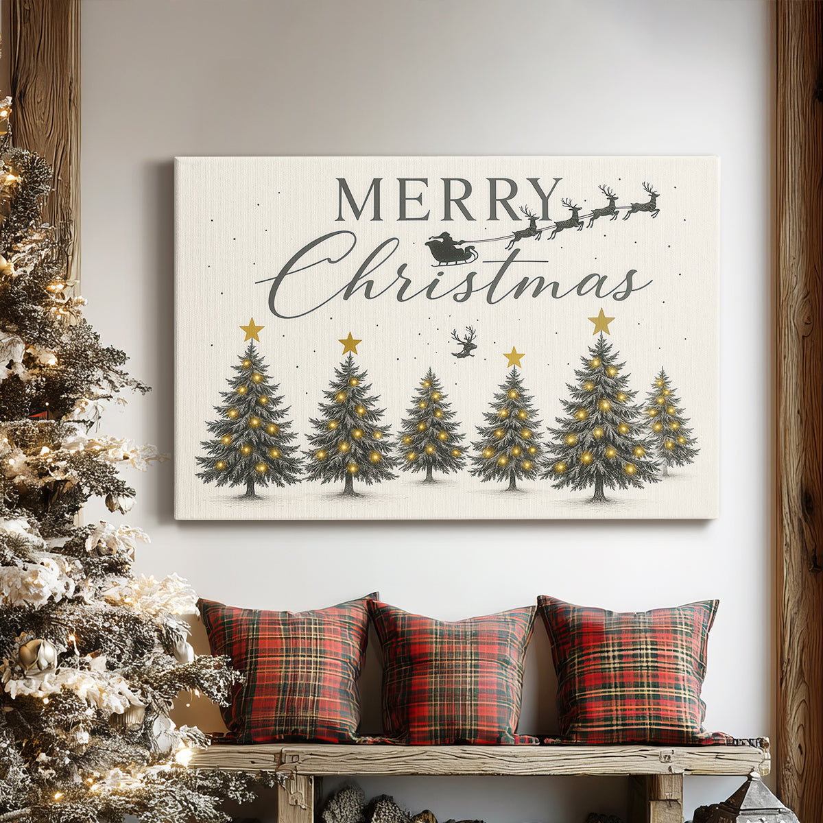 Frostlit Wreath of Pines - Canvas Art Print