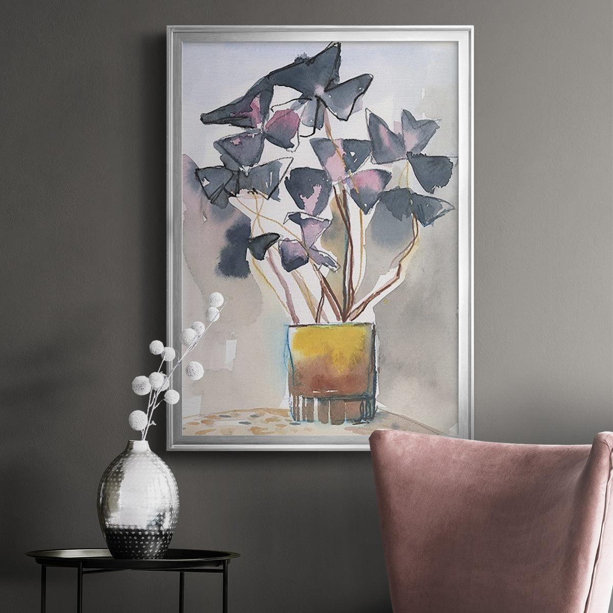 Oxalis in Vase II - Modern Framed Canvas Print