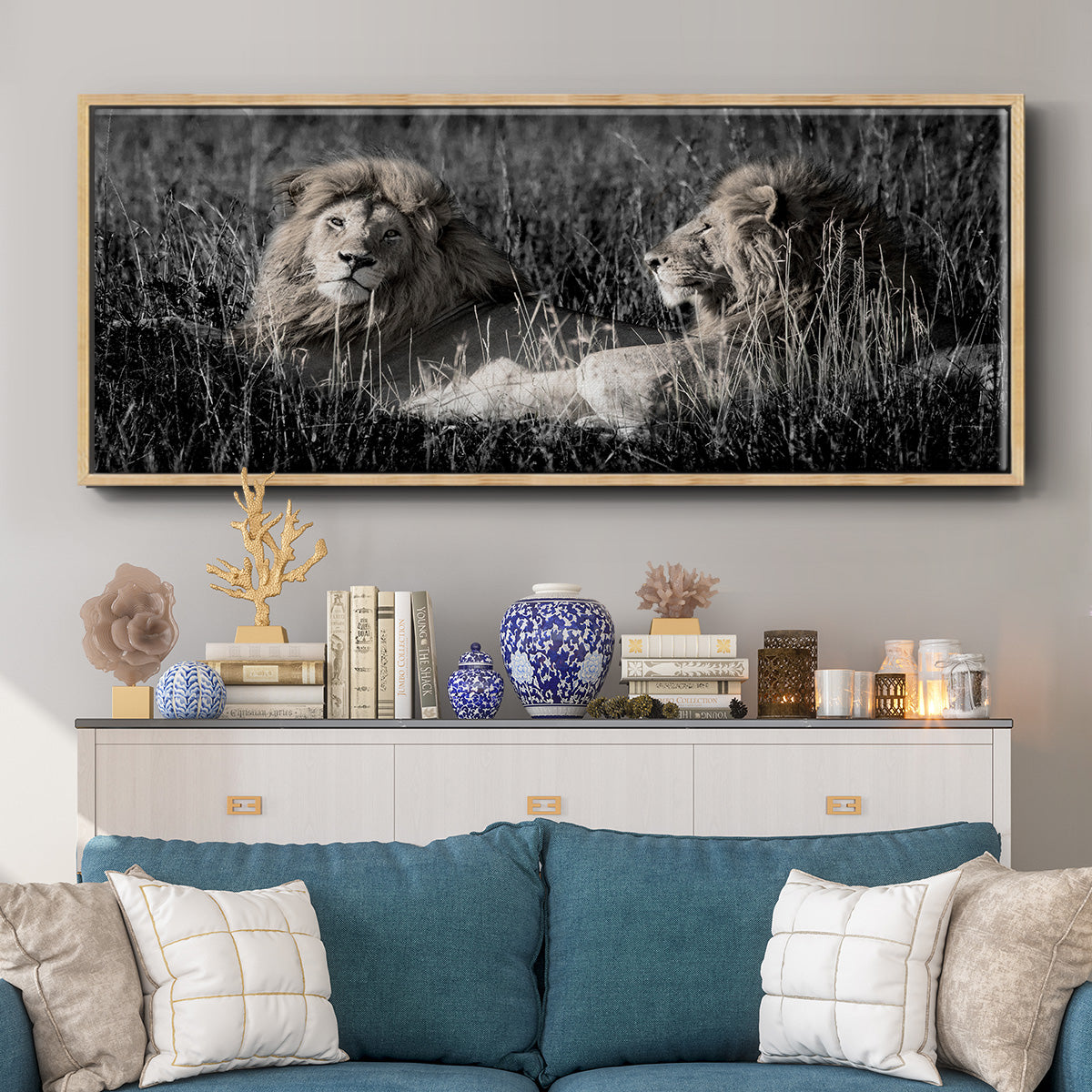 Mara Lions - Floater Framed Canvas Print