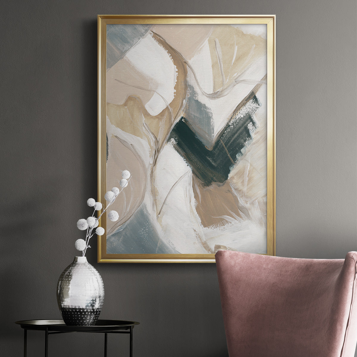Marble Lines II - Modern Framed Canvas Print