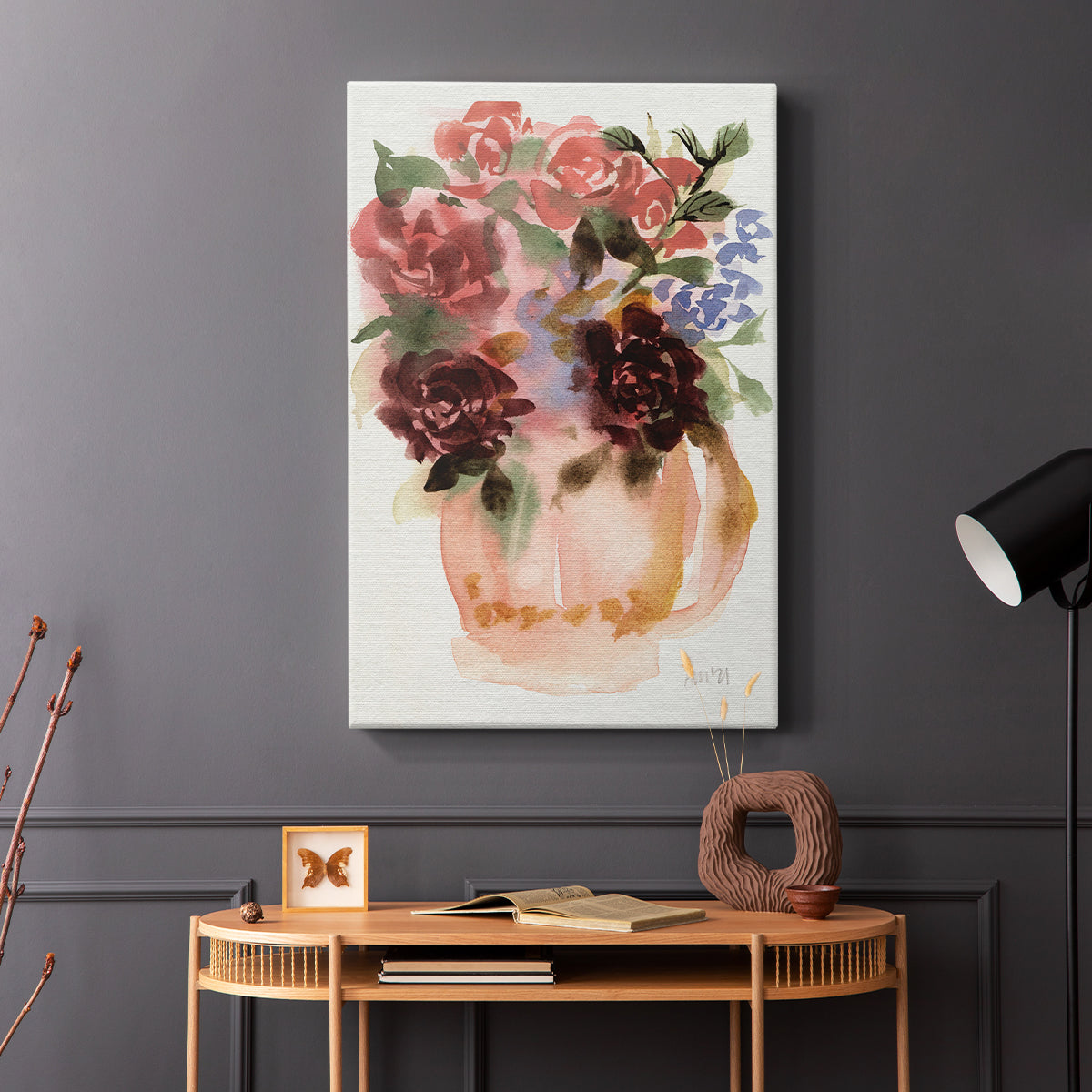 Mauve Bouquet in Teapot I - Canvas Art Print