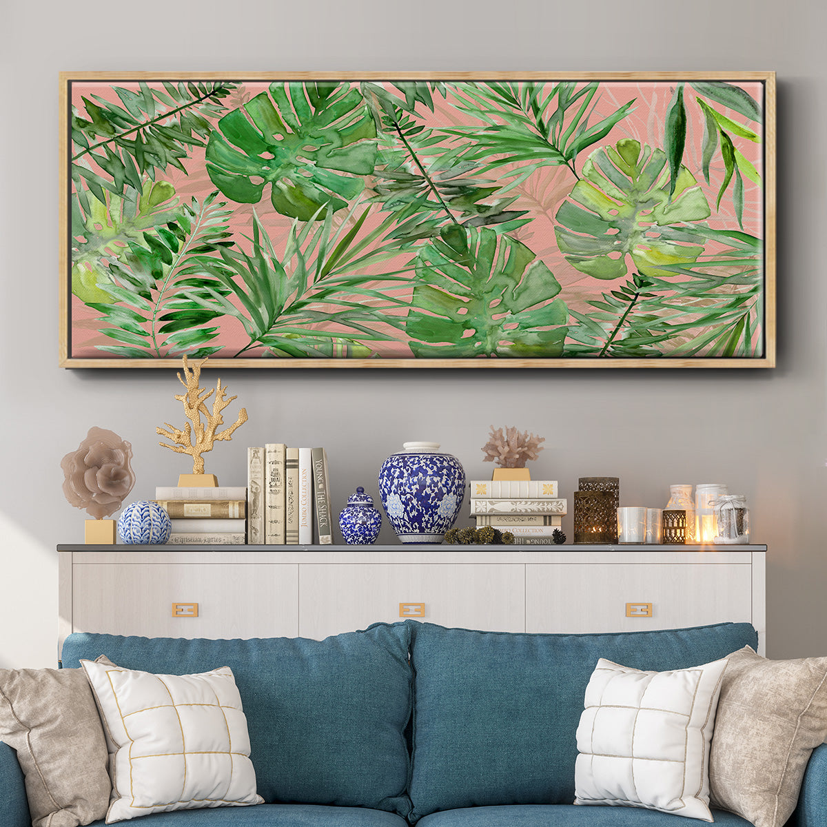 Tropical Sketchbook Coral - Floater Framed Canvas Print