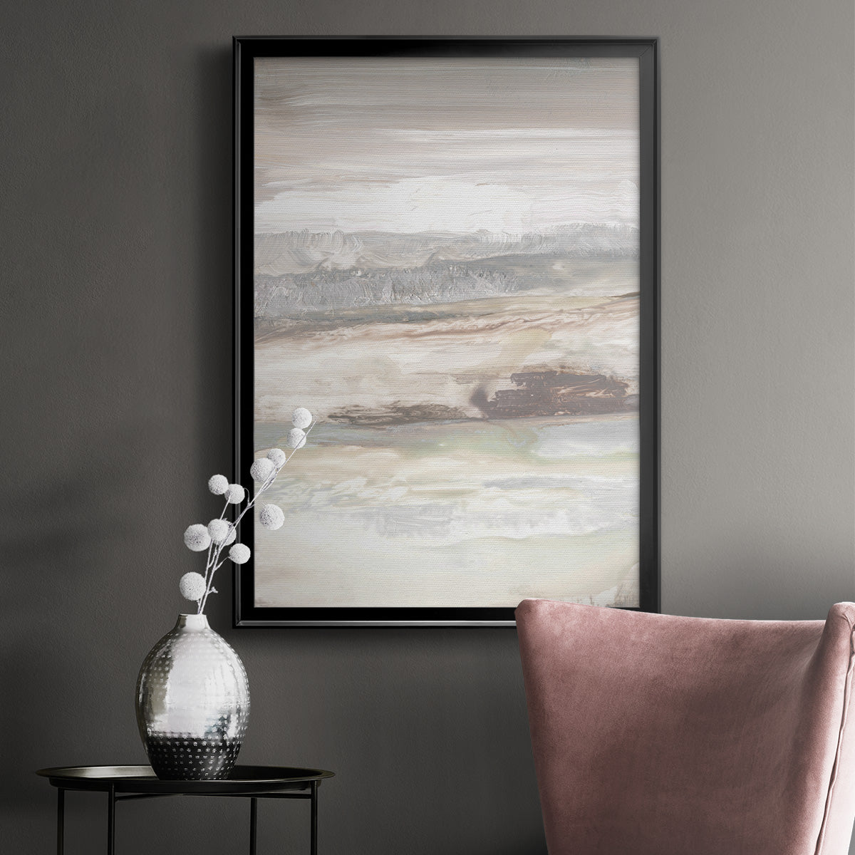 Neautral September Sky - Modern Framed Canvas Print
