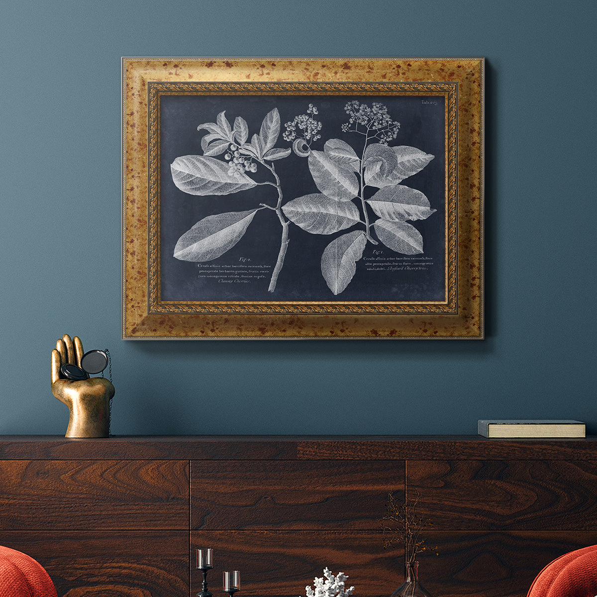 Foliage on Navy IV Premium Framed Canvas- Ready to Hang