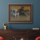 Impressionist portrait of a seated woman by Edgar Degas in an ornate bronzed mahogany wood frame displayed in a dark-toned interior setting.