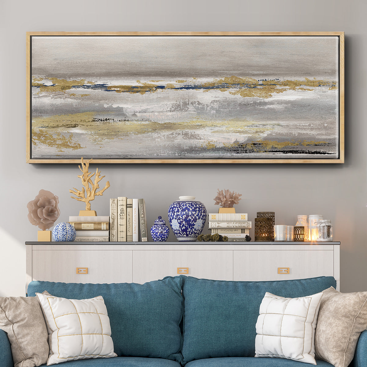 Golden Fog - Floater Framed Canvas Print