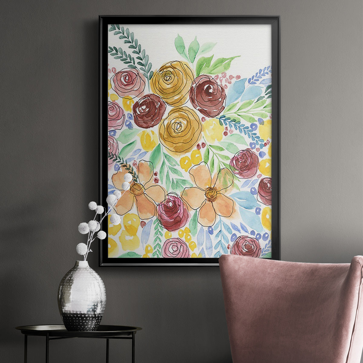 Flower Carousel I - Modern Framed Canvas Print