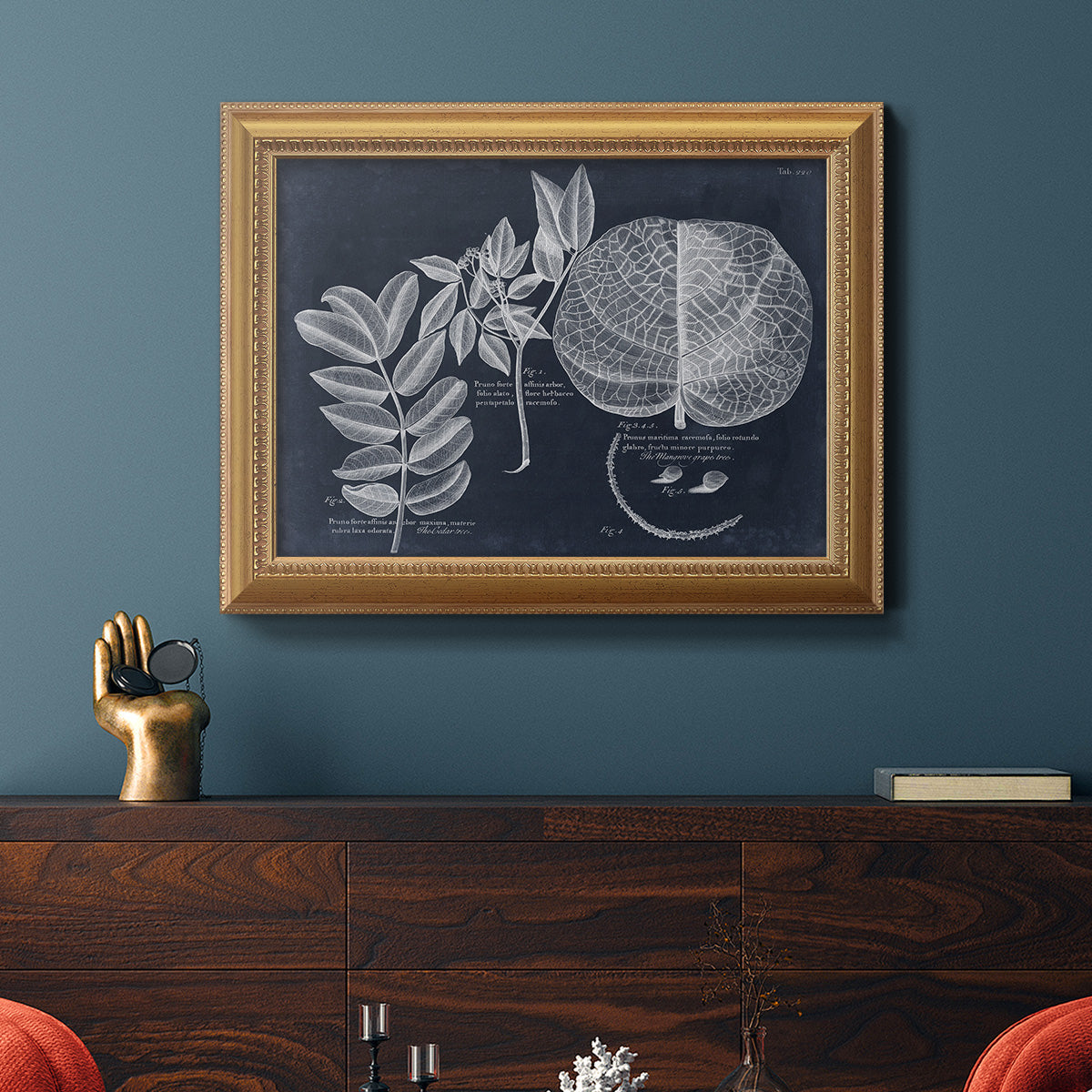 Foliage on Navy I Premium Framed Canvas- Ready to Hang