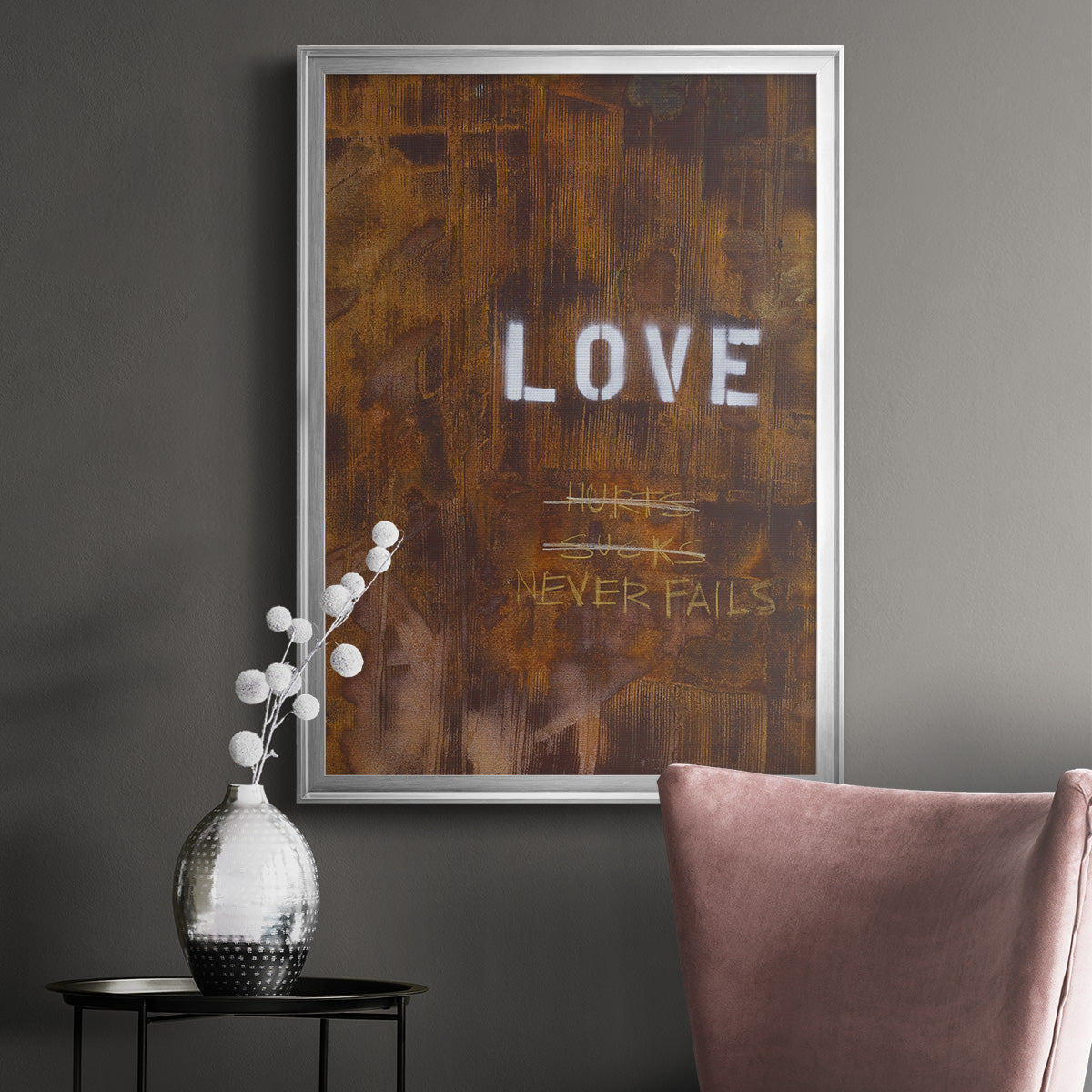 Love Never Fails I - Modern Framed Canvas Print