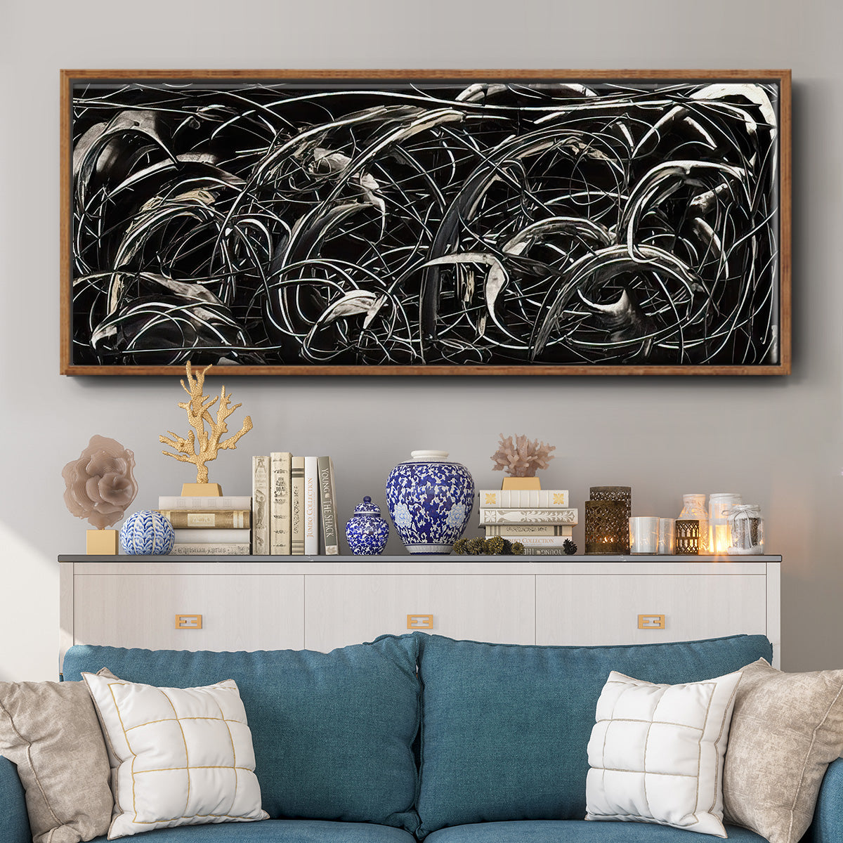 Linear Movement I - Floater Framed Canvas Print