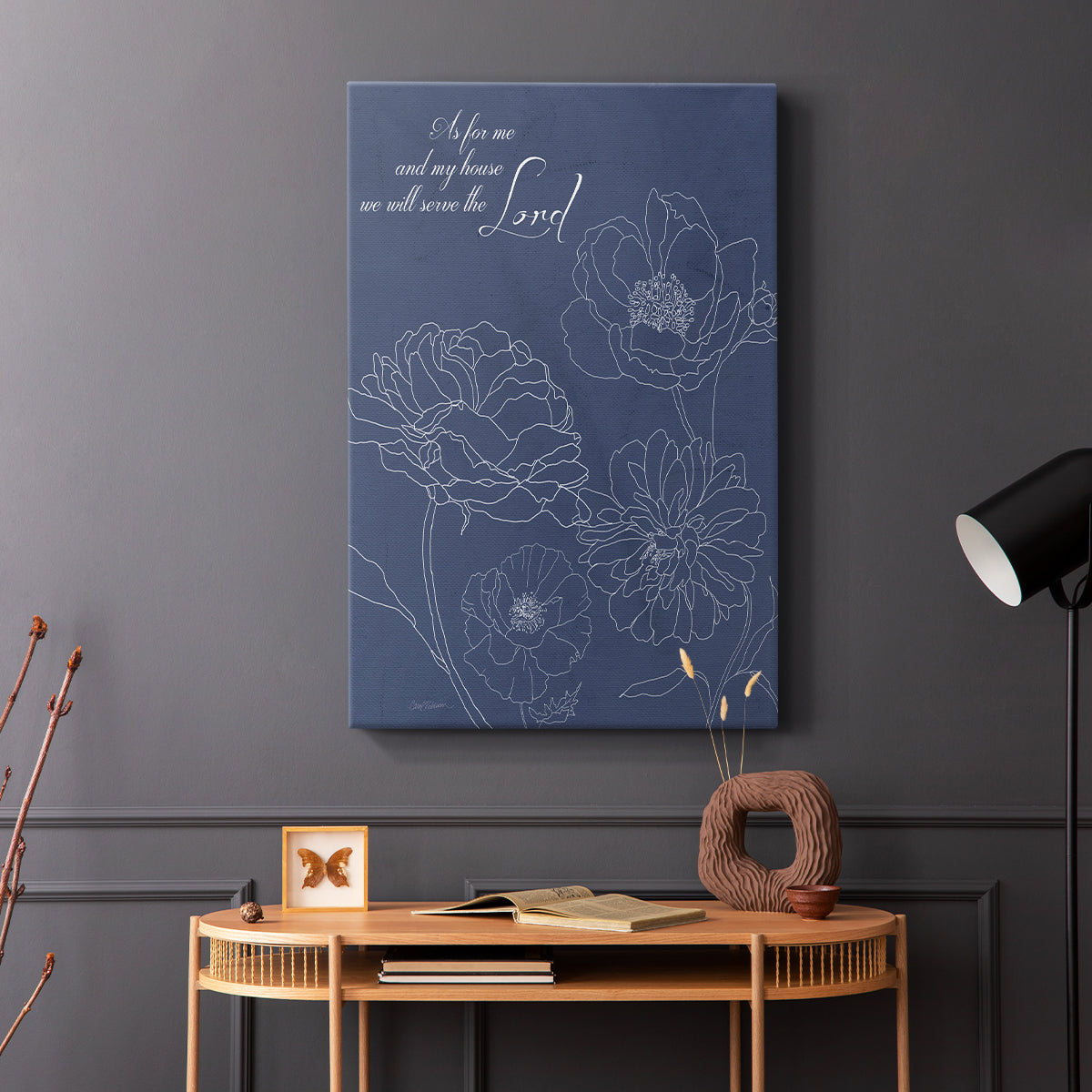 Serve the Lord Floral Sketch - Canvas Art Print