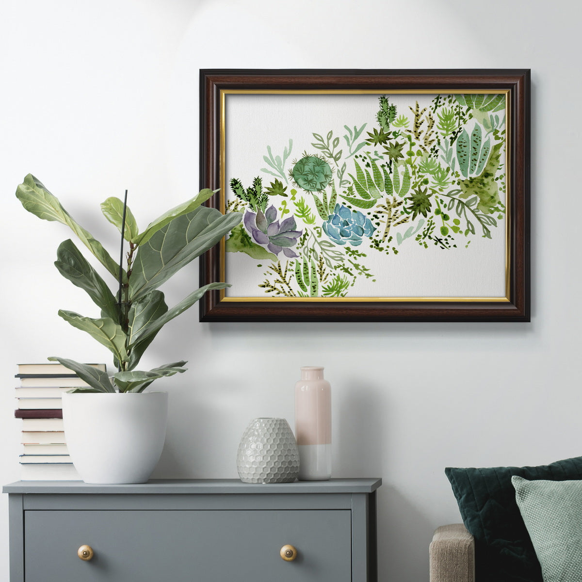 Succulent Field I Premium Framed Canvas- Ready to Hang