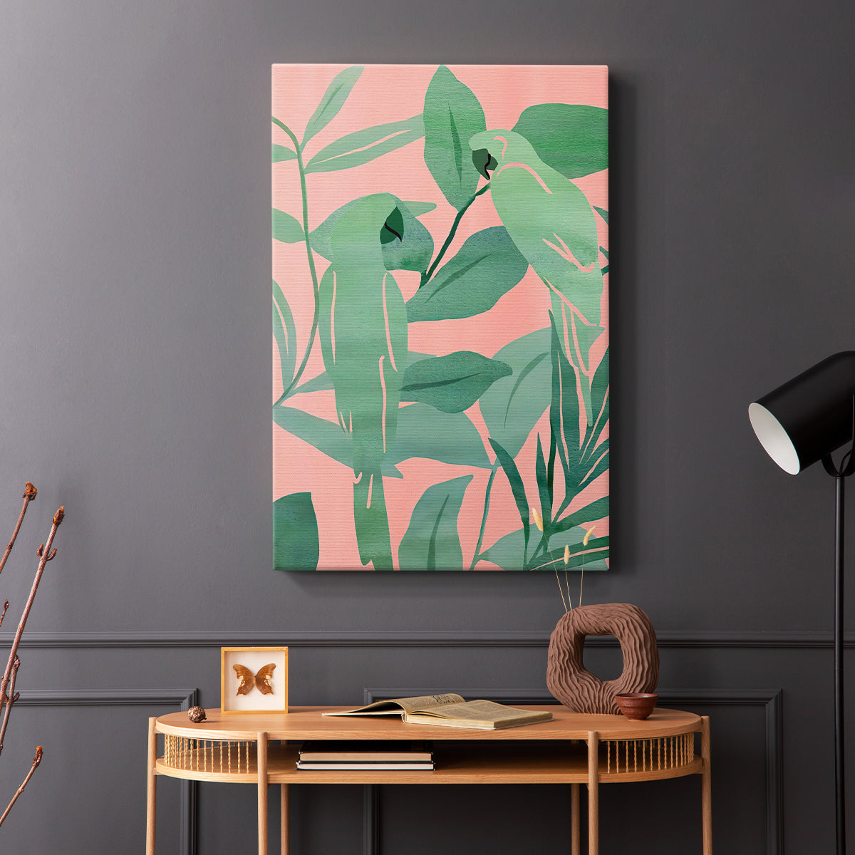 Pink and Green Birds of Paradise II - Canvas Art Print