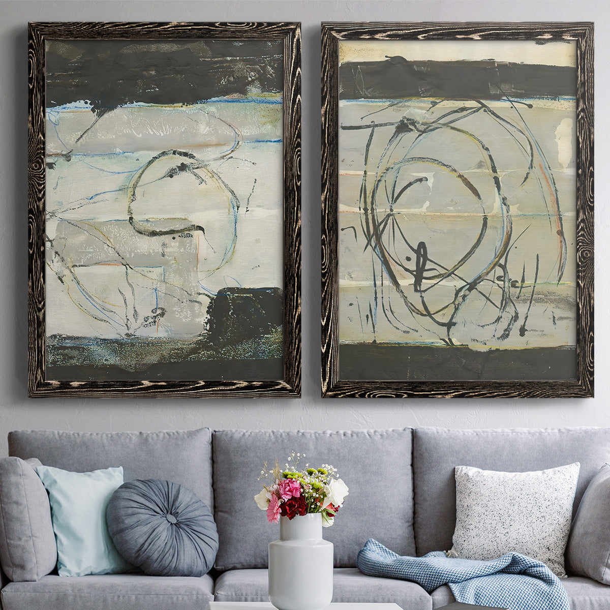 Continuing Energy I - Premium Framed Canvas 2 Piece Set - Ready to Hang