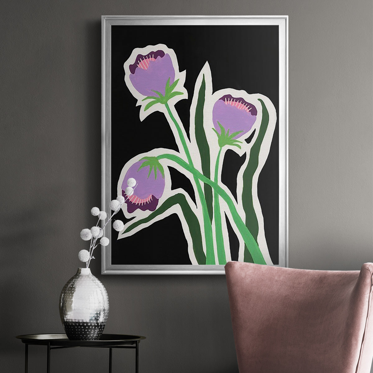 Pop Flowers II - Modern Framed Canvas Print