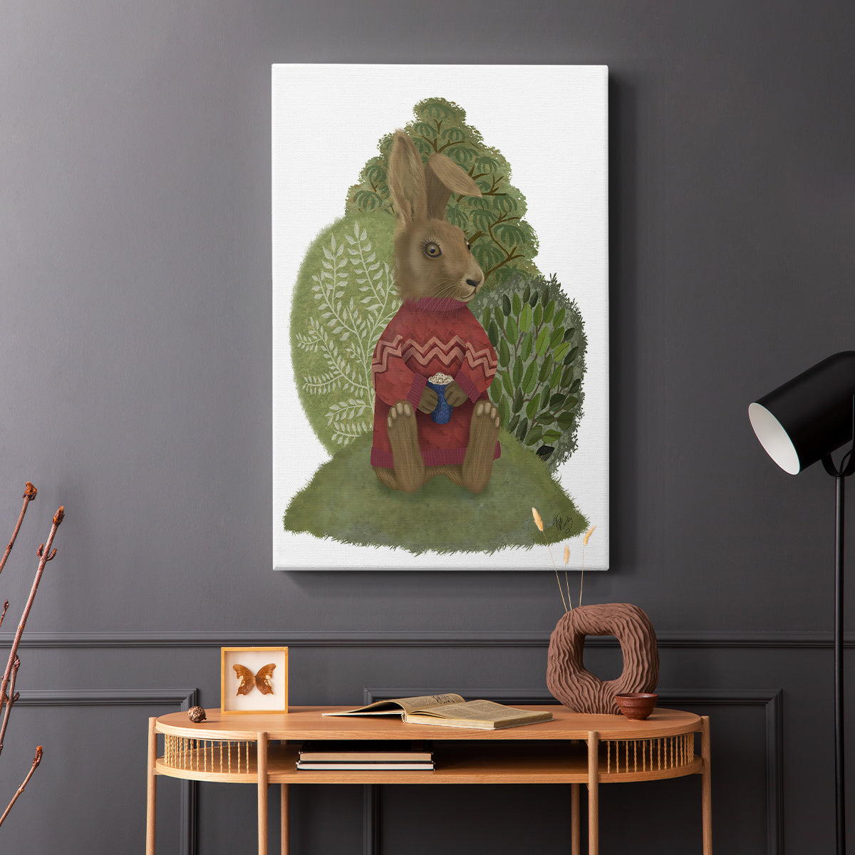 Latte Rabbit in Sweater - Canvas Art Print