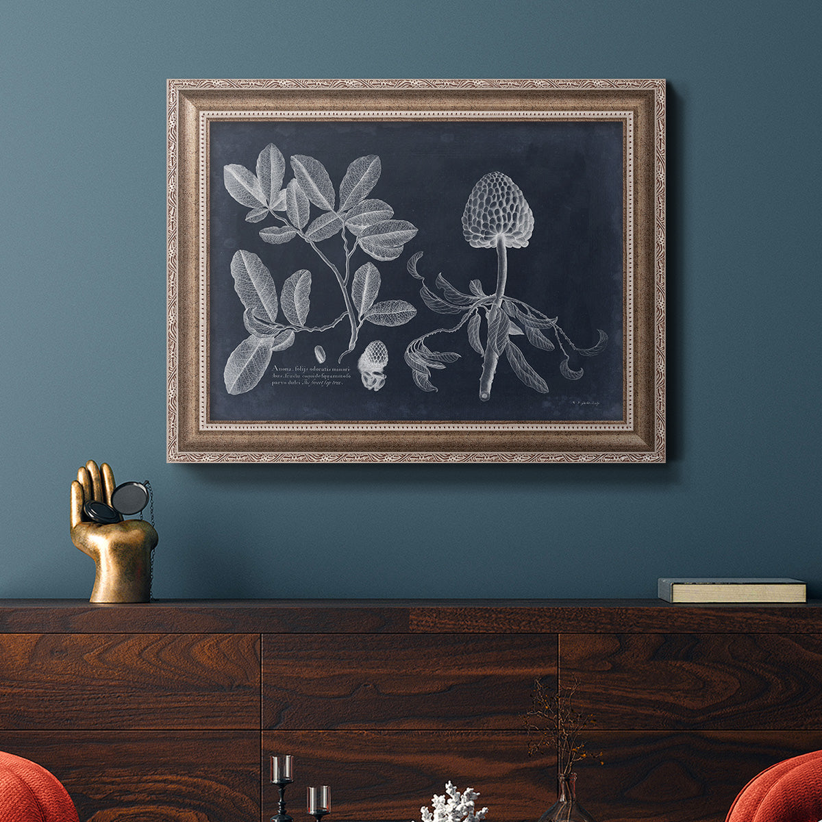 Foliage on Navy II Premium Framed Canvas- Ready to Hang