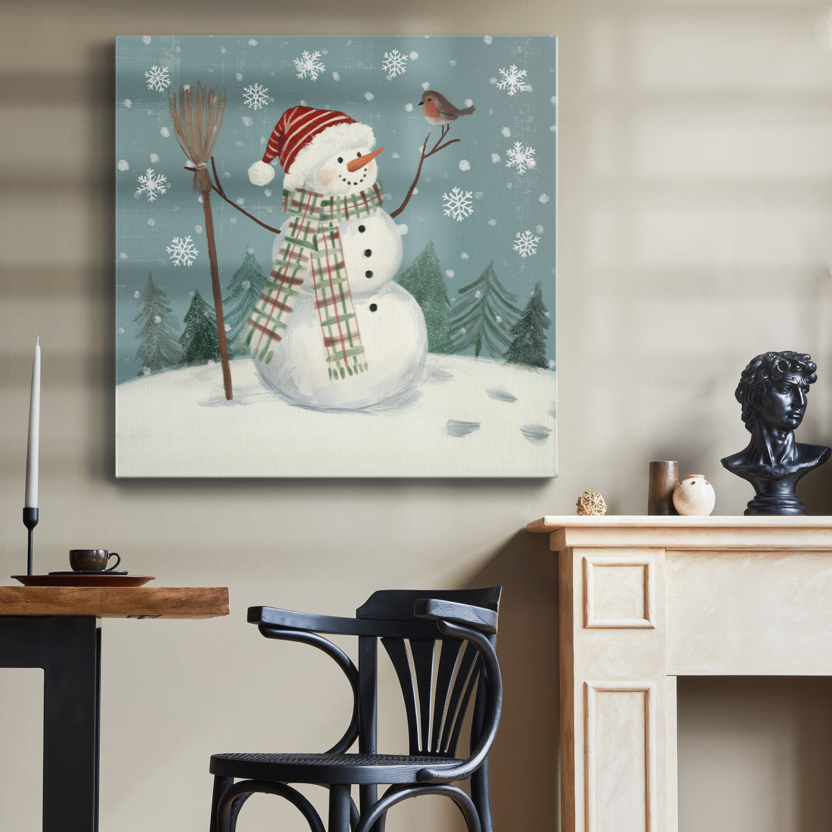 Jolly Snowman I - Canvas Art Print