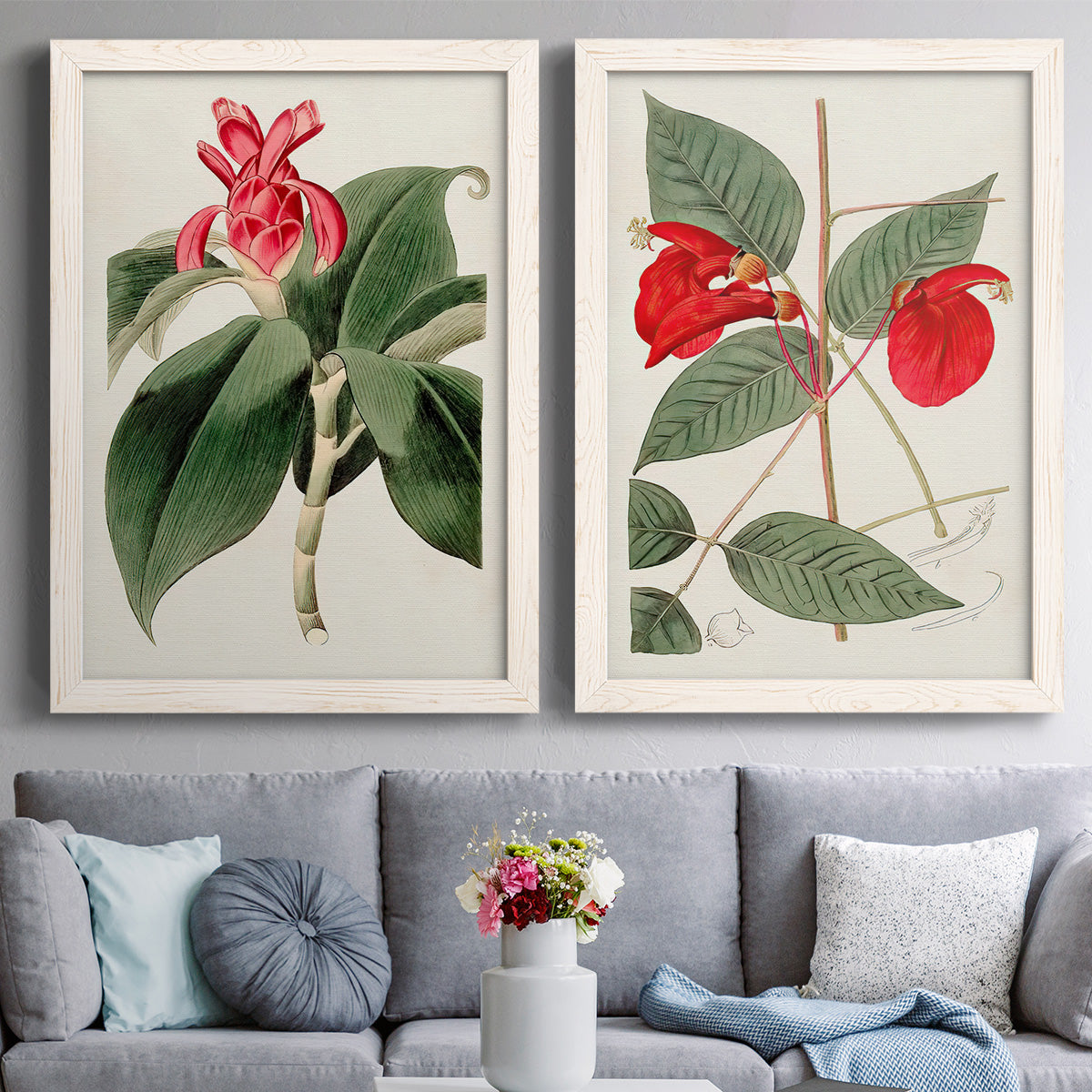 Flora of the Tropics I - Premium Framed Canvas 2 Piece Set - Ready to Hang