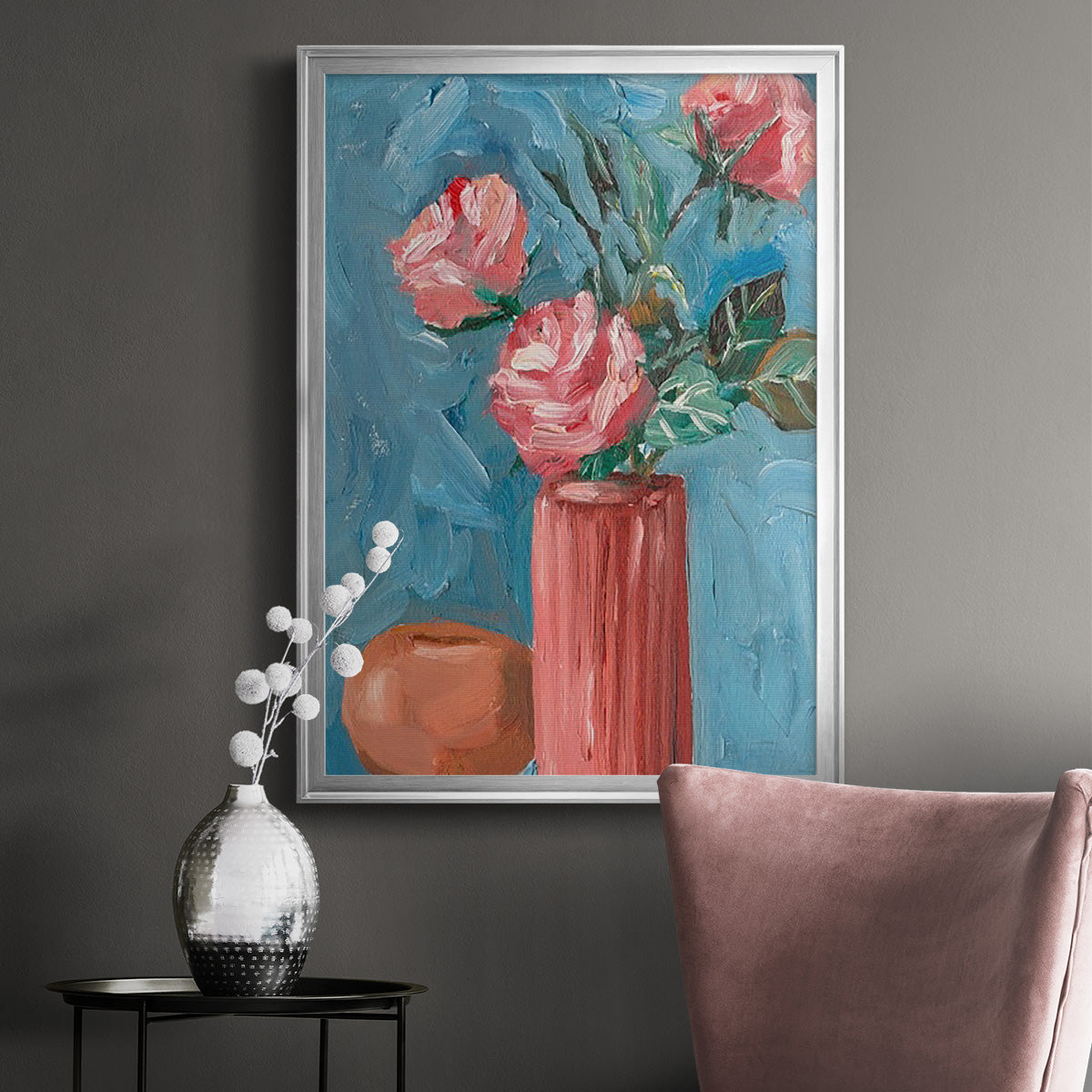 Rosa Blooms II - Modern Framed Canvas Print