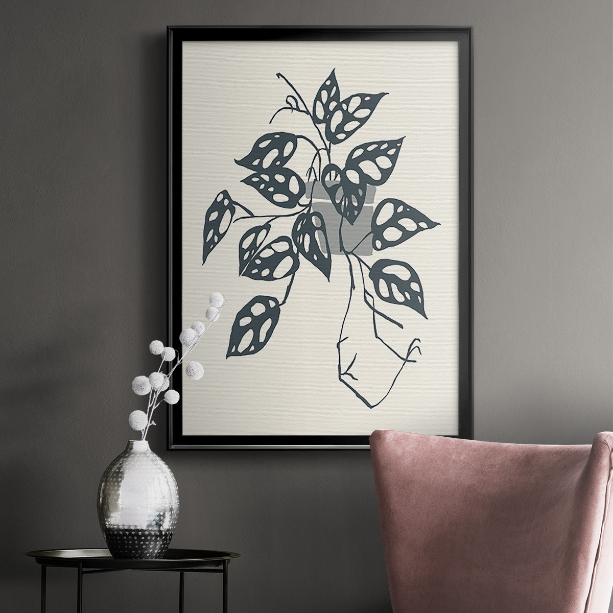 Growing Leaves III - Modern Framed Canvas Print