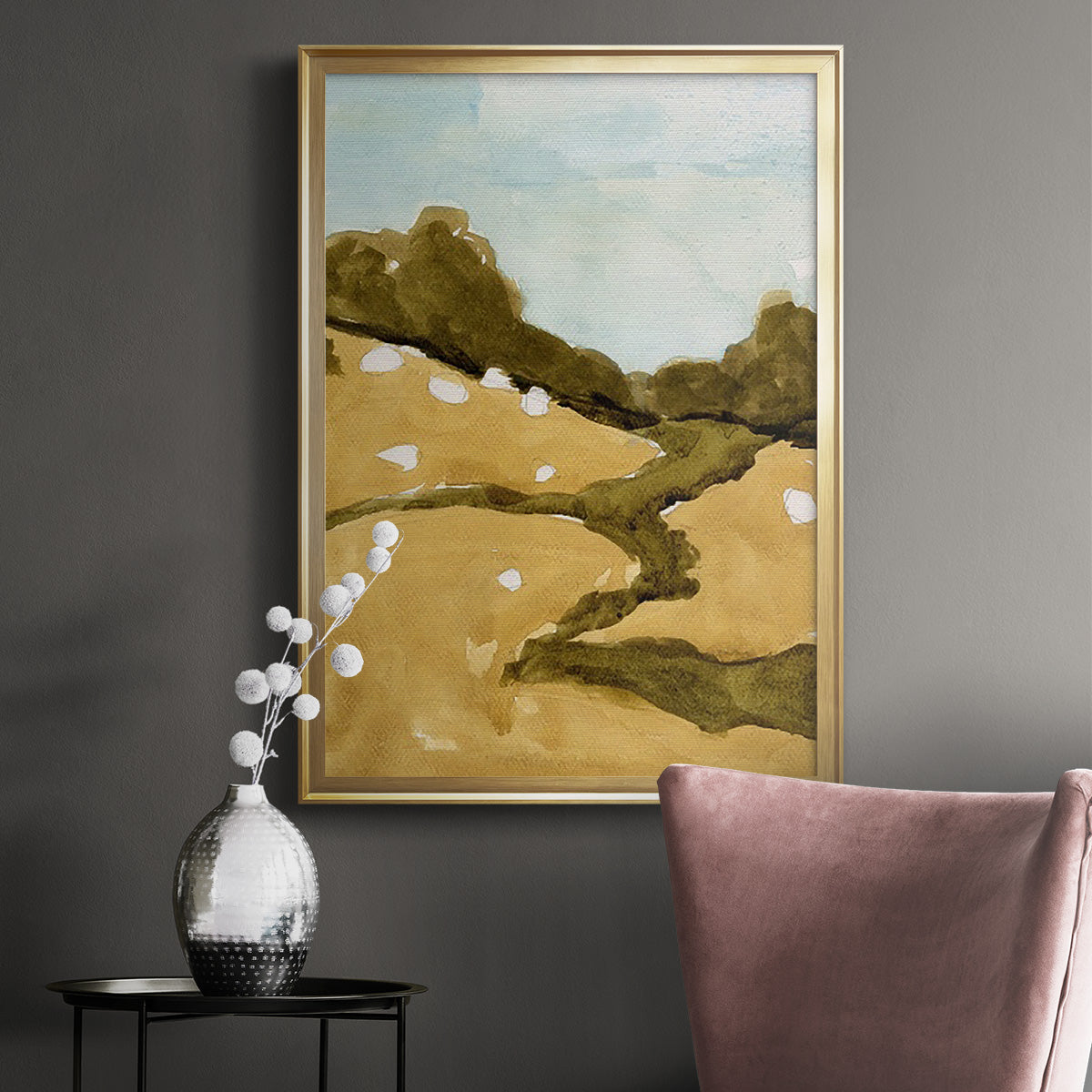 Scattered Sheep II - Modern Framed Canvas Print