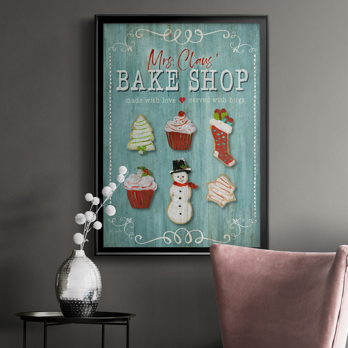 Mrs. Claus Bake Shop - Modern Framed Canvas Print