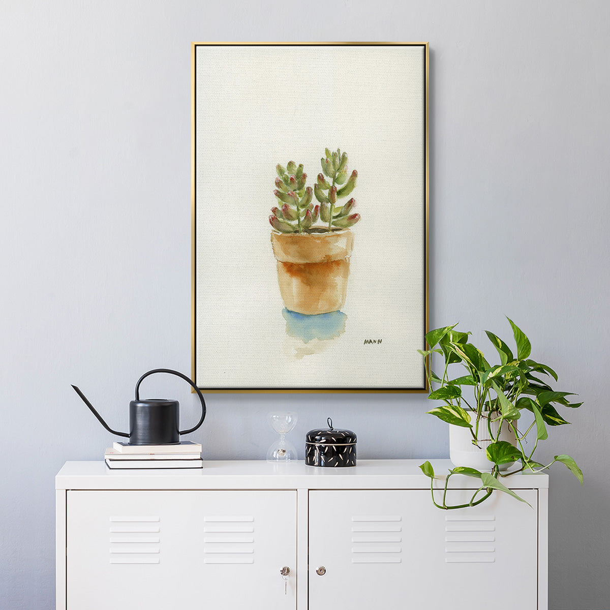 Succulent III - Framed Premium Gallery Wrapped Canvas L Frame - Ready to Hang