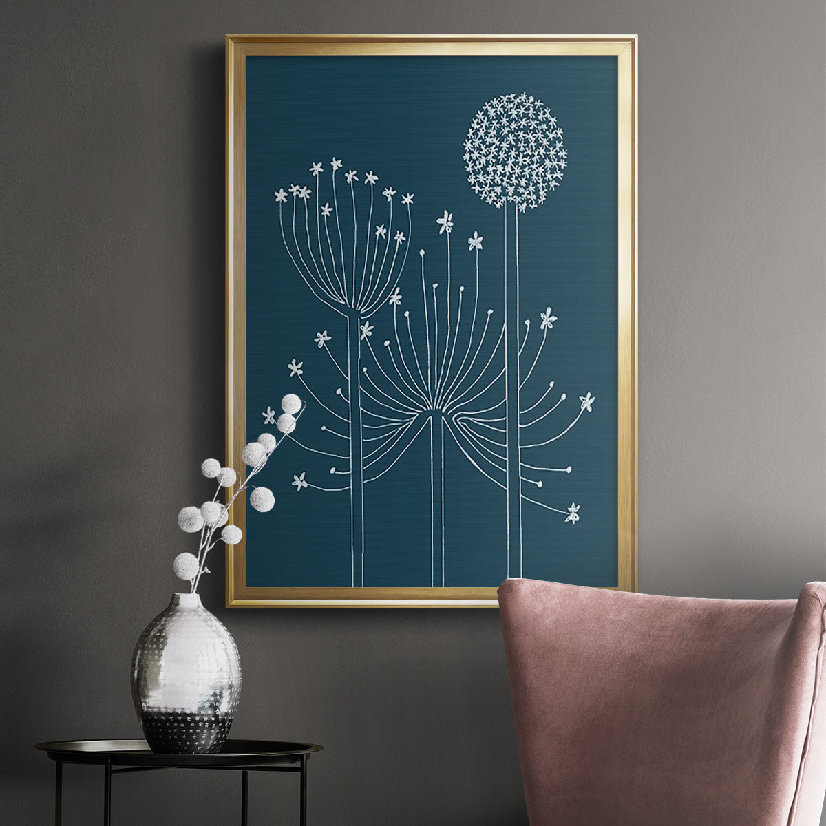 Graphic Alliums II - Modern Framed Canvas Print