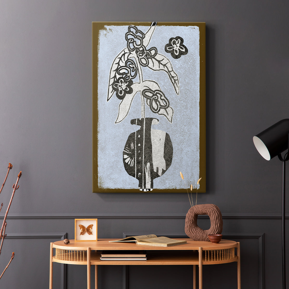 Graphic Flowers in Vase IV - Canvas Art Print