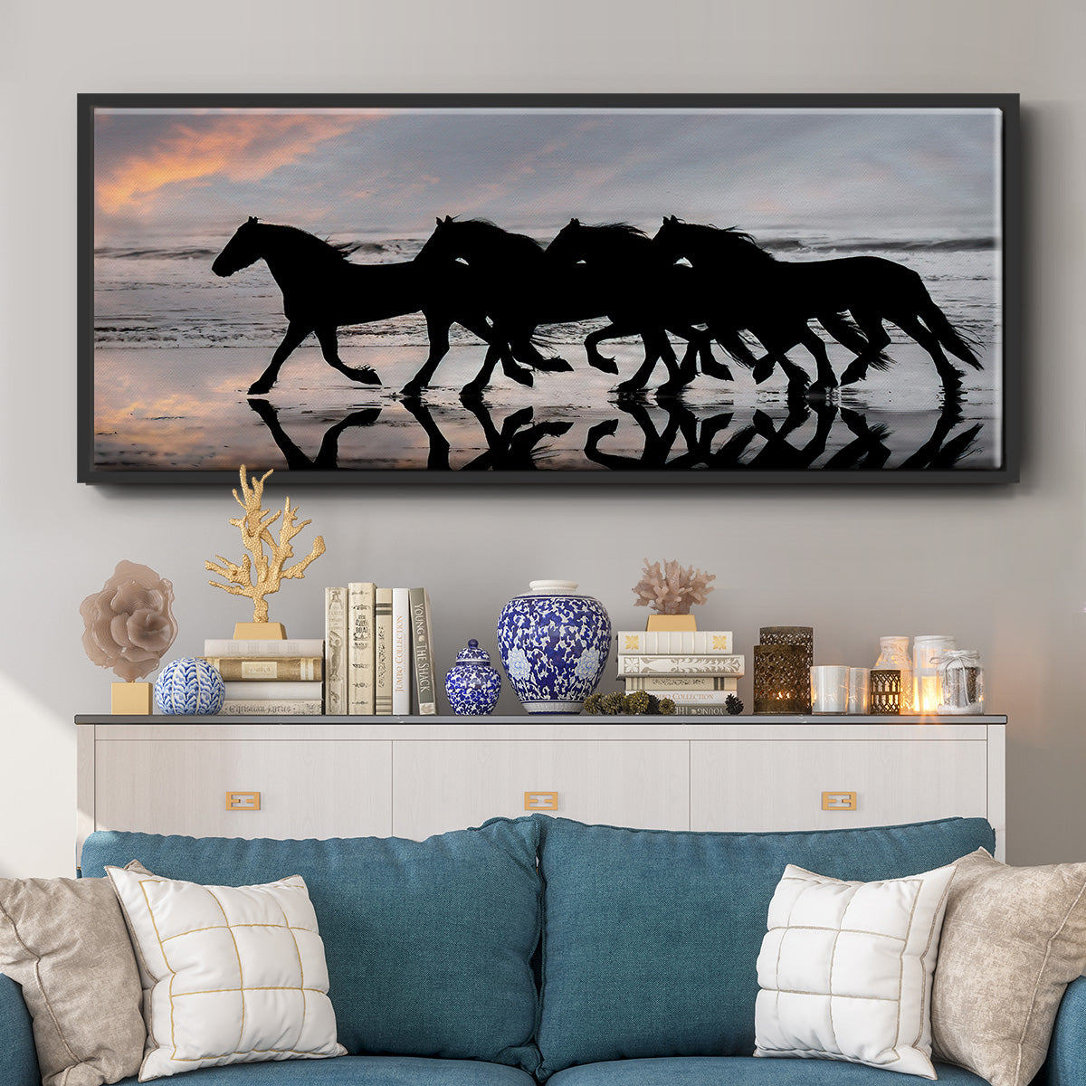 Beach Gallop - Floater Framed Canvas Print