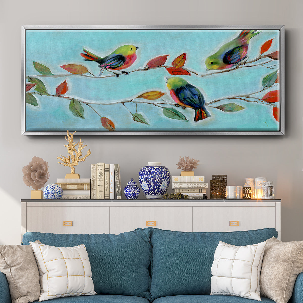 Bitty Birds II - Floater Framed Canvas Print