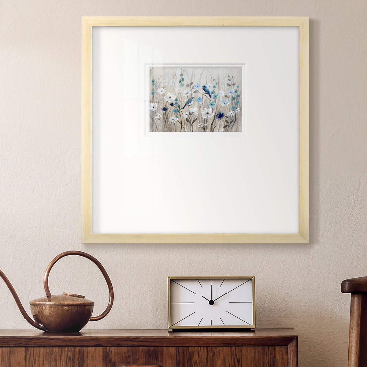 Bluebirds in Spring Premium Framed Print Double Matboard