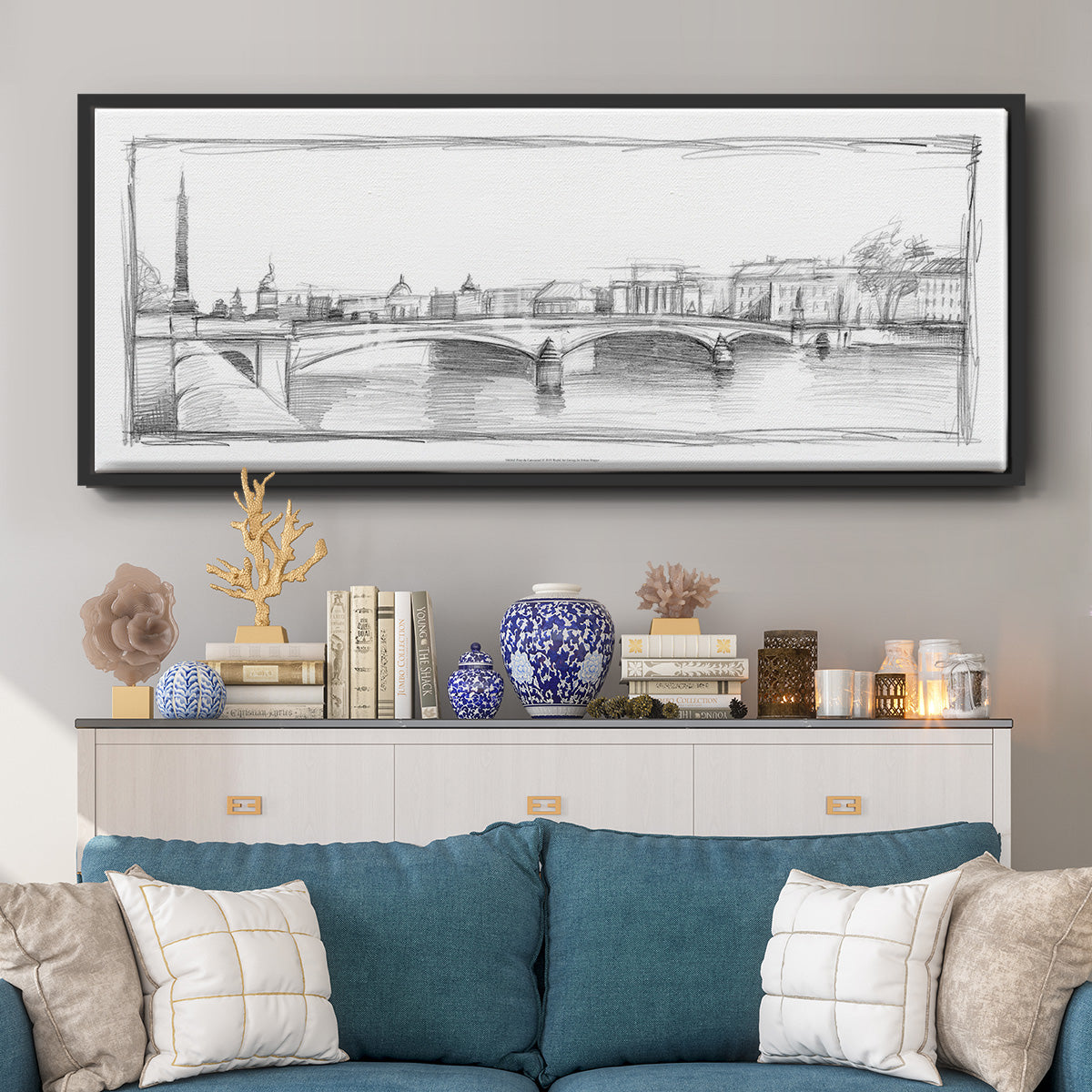 Pont du Carroussel - Floater Framed Canvas Print