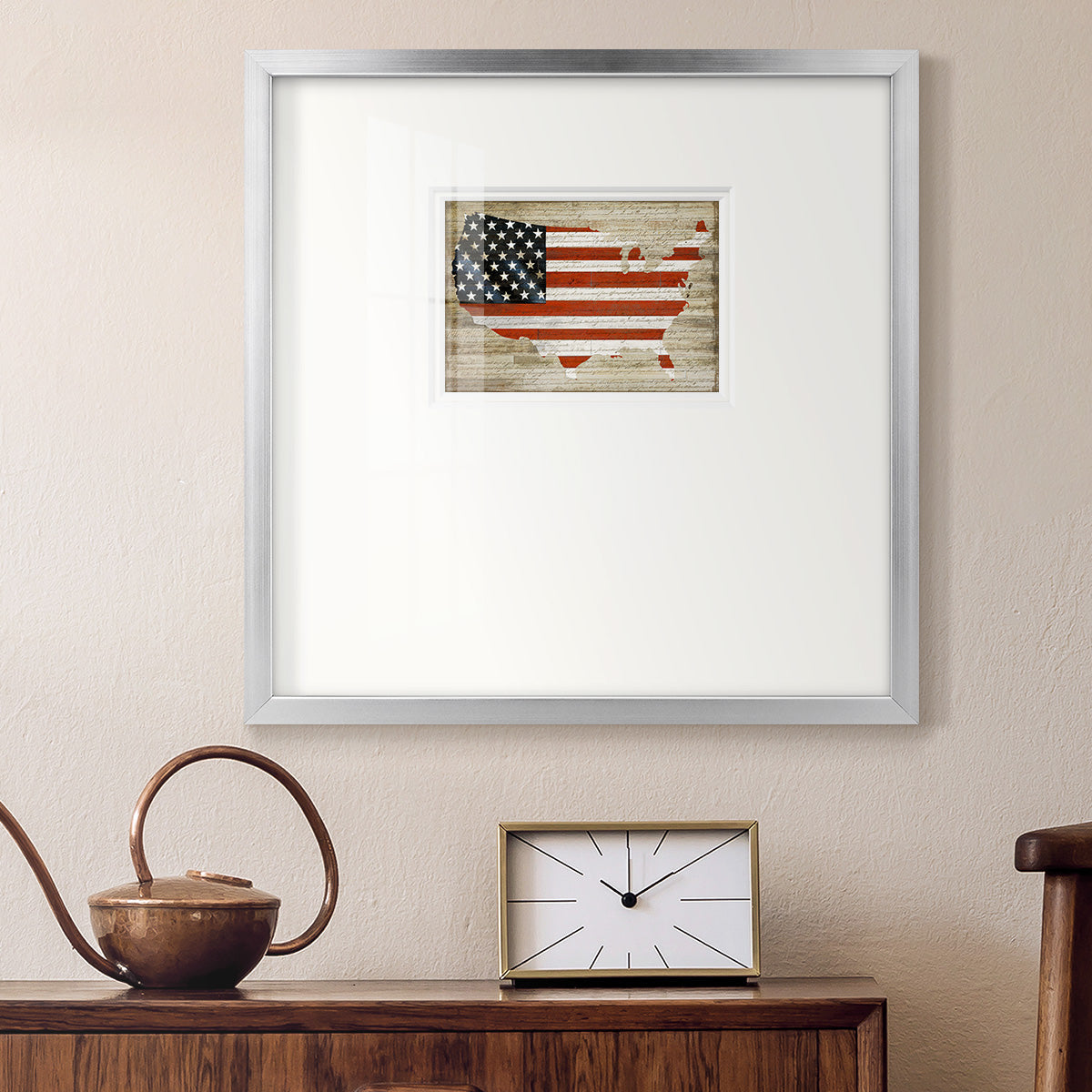 American Flag Premium Framed Print Double Matboard