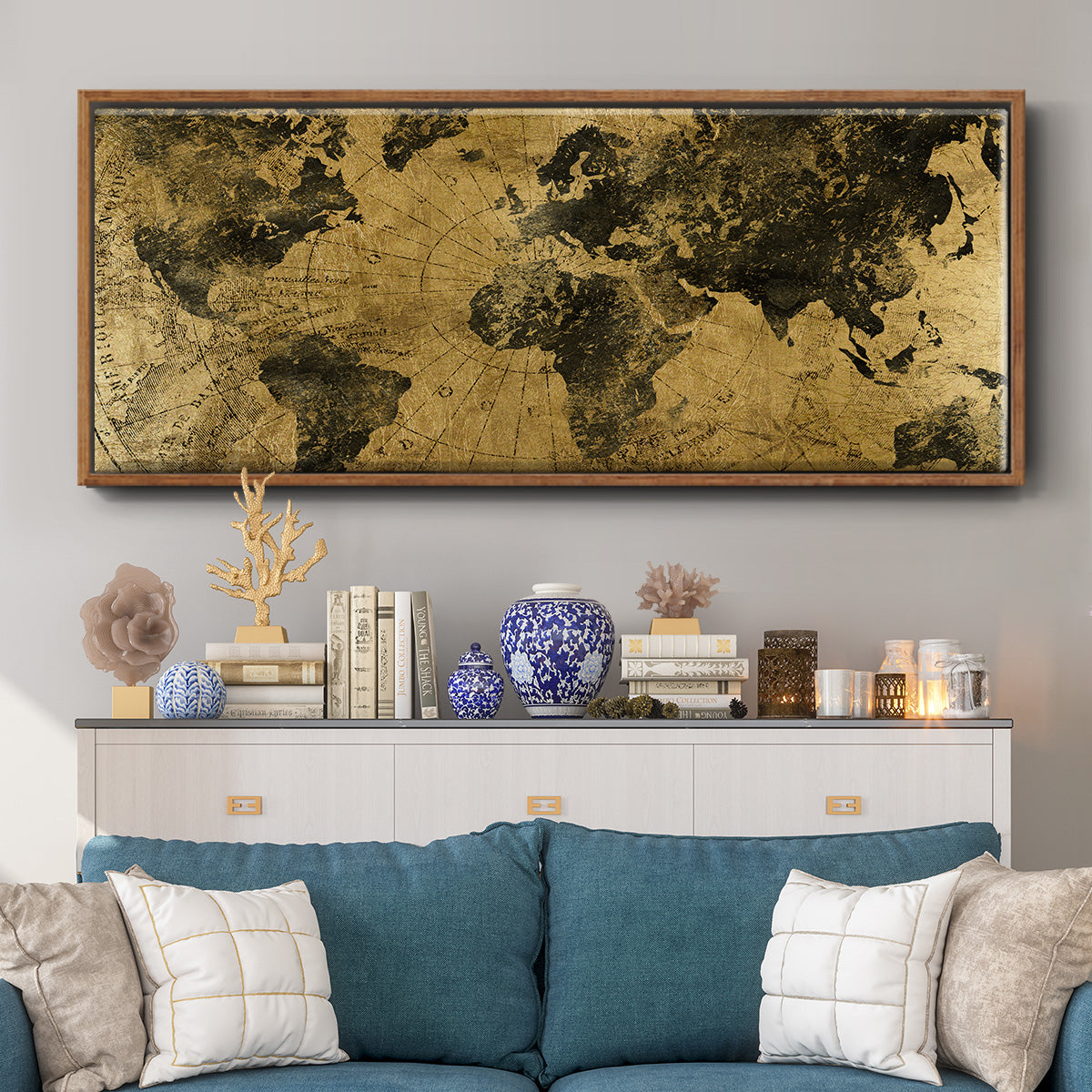 Golden Atlas - Floater Framed Canvas Print