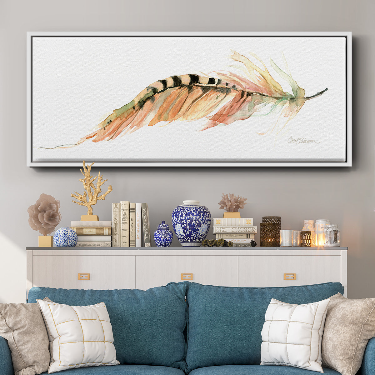 Tail Feather IV - Floater Framed Canvas Print