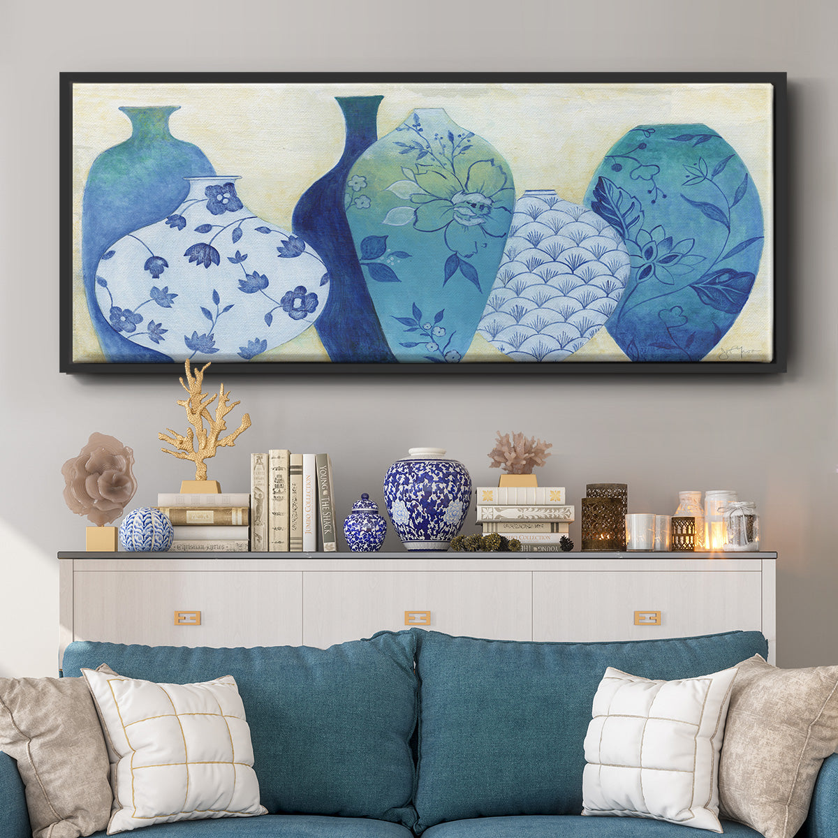 Chinoiserie Home - Floater Framed Canvas Print