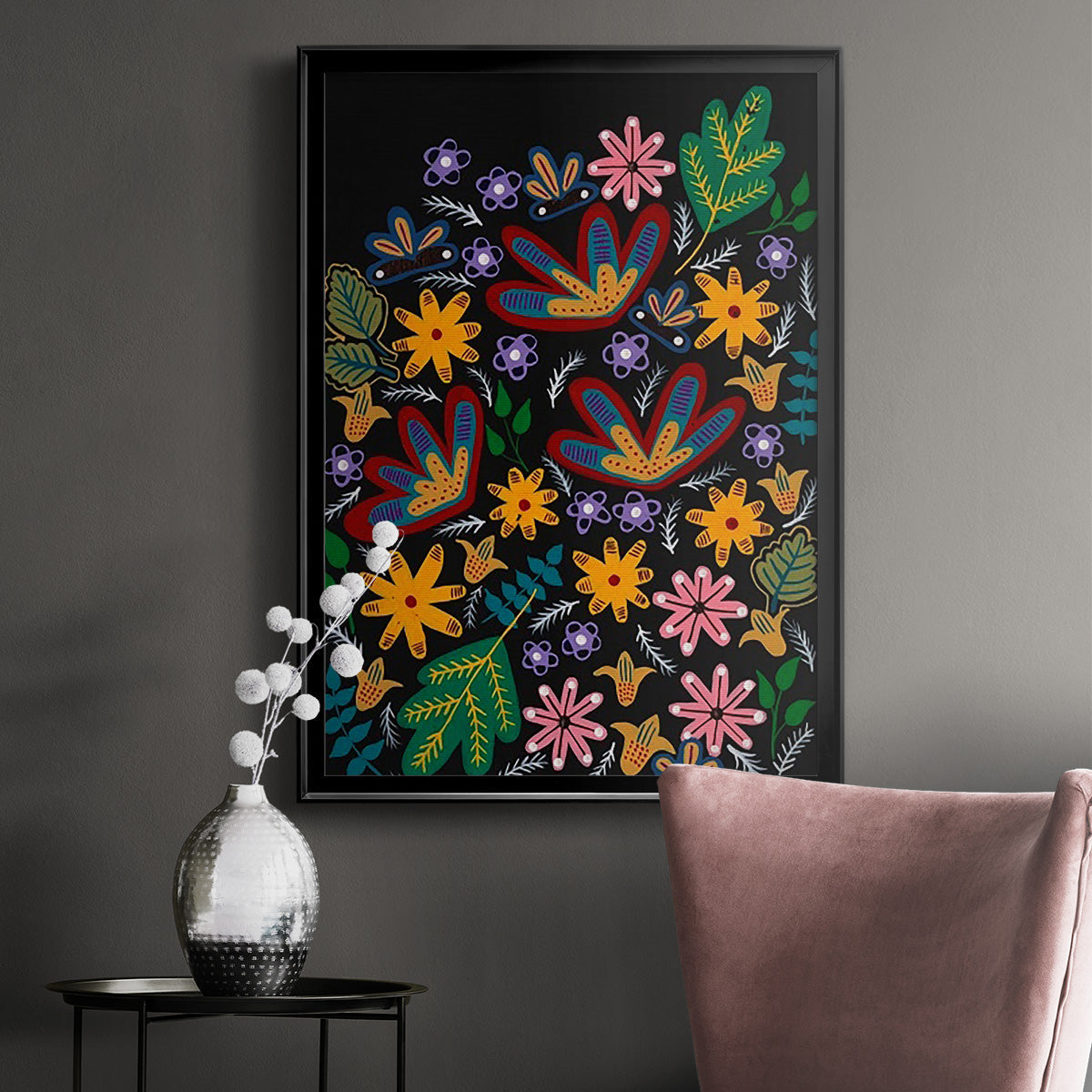 Muddled Flowers I - Modern Framed Canvas Print