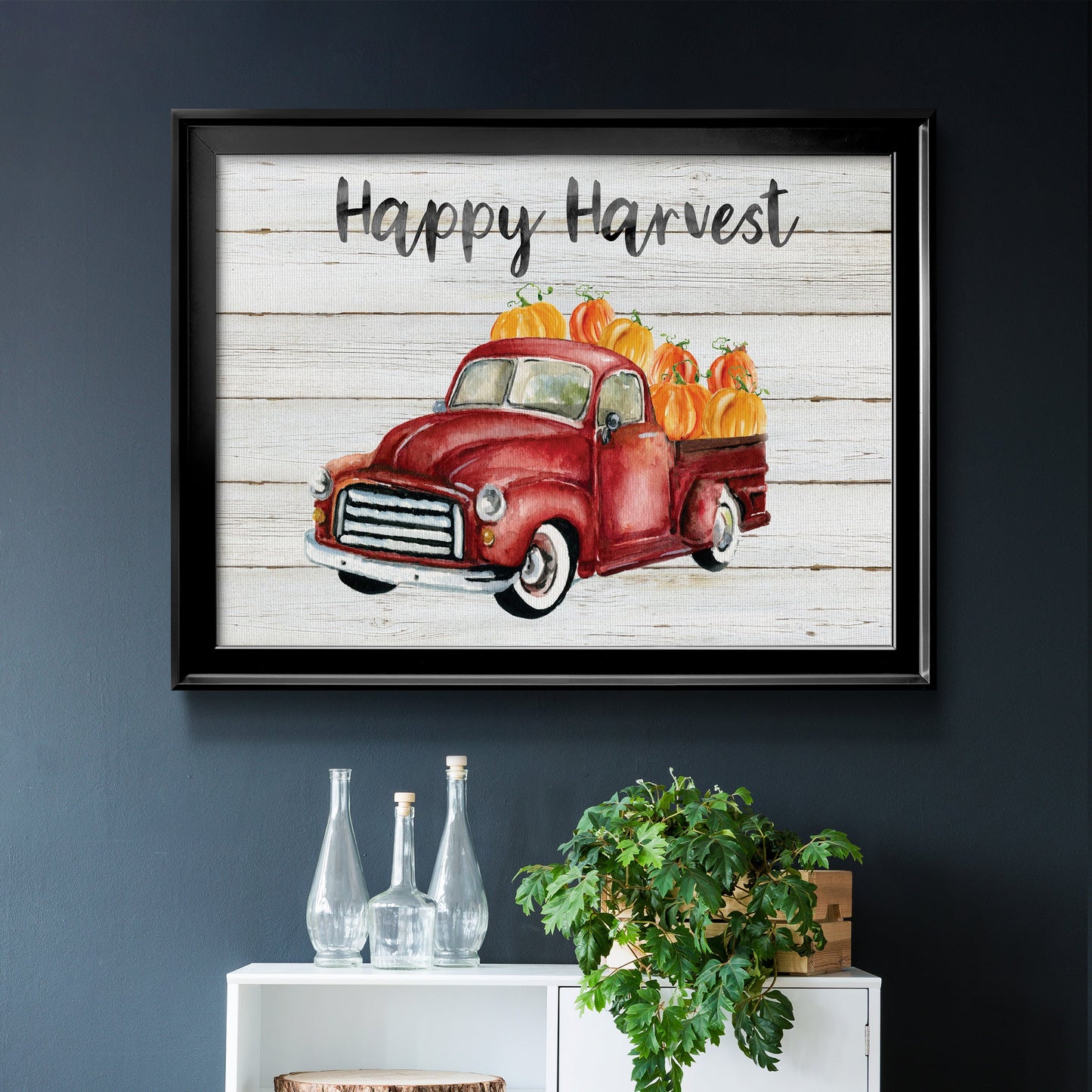 Happy Harvest Truck Premium Classic Framed Canvas - Ready to Hang