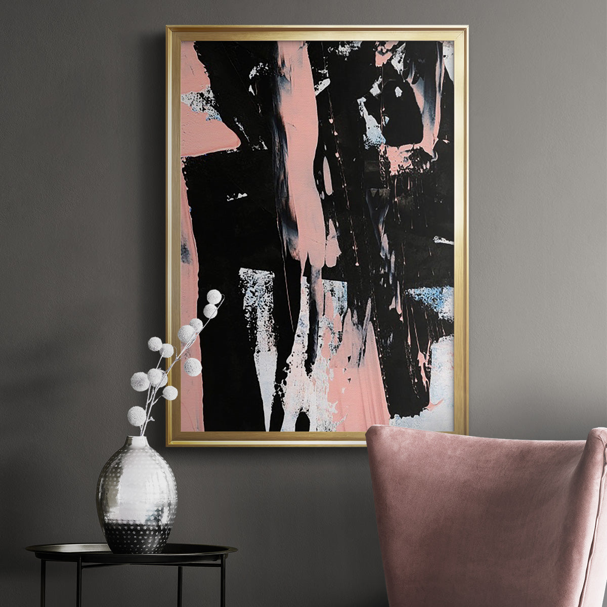 Black & Blush I - Modern Framed Canvas Print