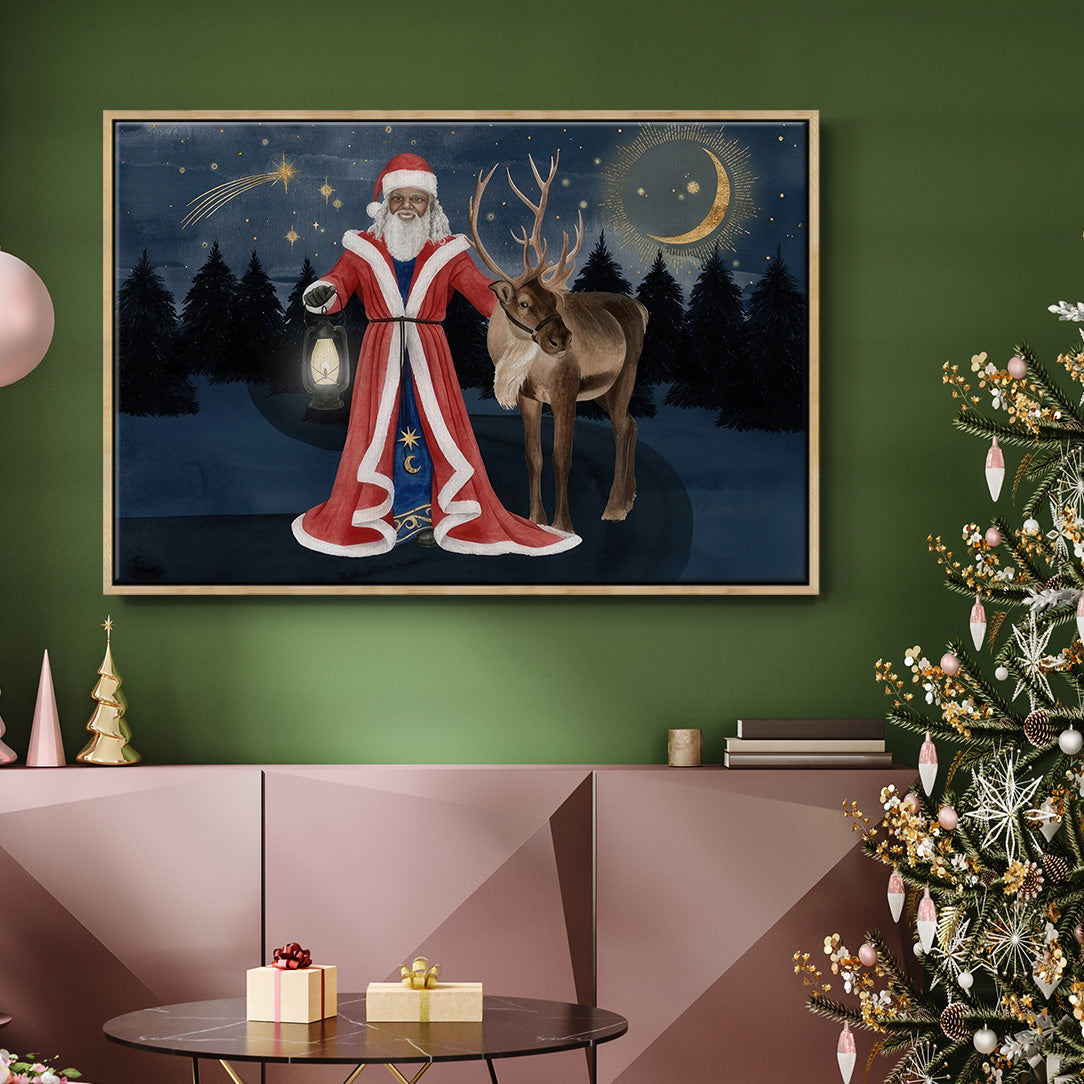 Celestial Christmas Collection A - Framed Gallery Wrapped Canvas in Floating Frame