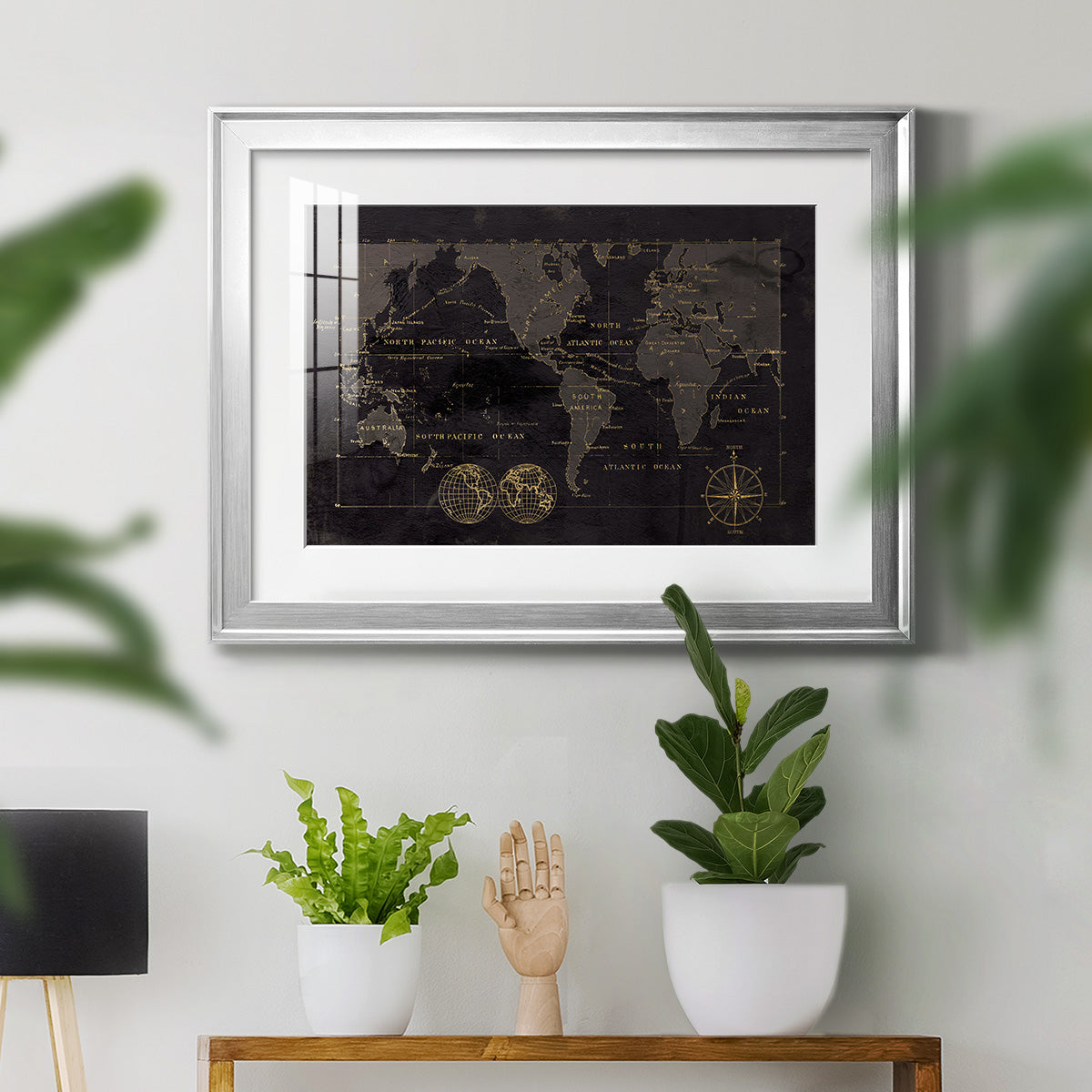 Black Gold Map - Modern Framed Art Print